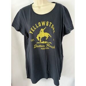 Yellowstone Dutton Ranch Montana fitted Black T shirt Women's Sz 2XL 100% Cotton